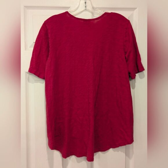 Anthropologie Left of Center Red Cotton Short Sleeve Tunic Teeshirt Size M Boho - Picture 2 of 7